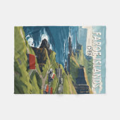 フェローアイランズデンマークトラベルアートヴィンテージ フリースブランケット (正面(横))