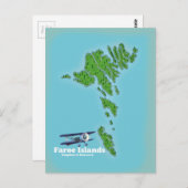 フェロー諸島デンマークの地図 ポストカード (正面/裏面)