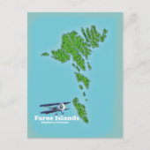 フェロー諸島デンマークの地図 ポストカード (正面)