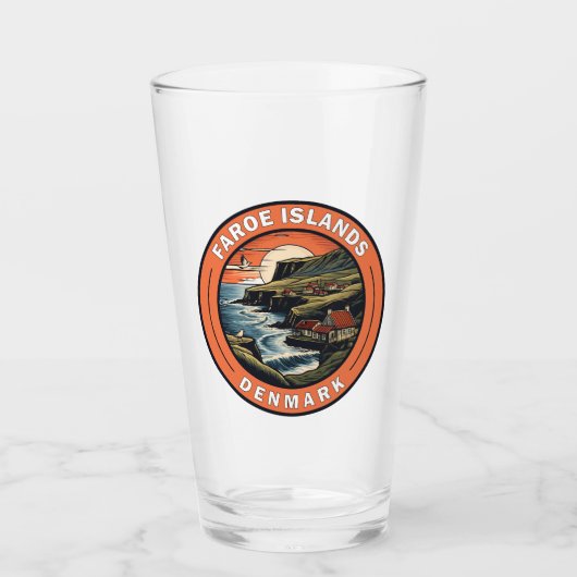 フェロー諸島デンマーク旅行アートバッジ タンブラーグラス (正面)