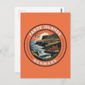 フェロー諸島デンマーク旅行アートバッジ ポストカード (正面/裏面)