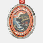 フェロー諸島デンマーク旅行アートバッジ メタルオーナメント (左)