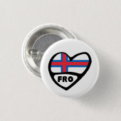 フェロー諸島国コード国旗のハートピンバッジ 缶バッジ (正面&裏面)