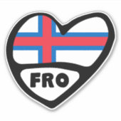フェロー諸島国コード国旗のハートFOR シール (正面)