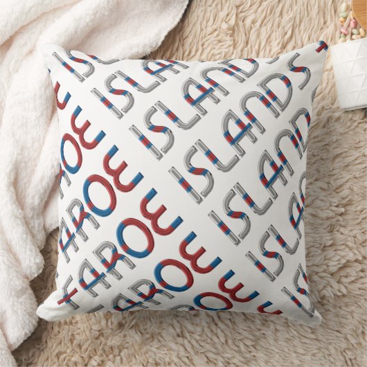 フェロー諸島国旗の色タイポグラフィ土産 クッション (ブランケット)