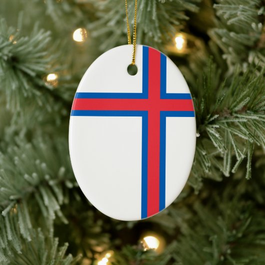 フェロー諸島国旗(デンマーク) セラミックオーナメント (ツリー)