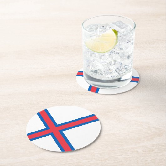 フェロー諸島国旗 ラウンドペーパーコースター (インサイチュ)