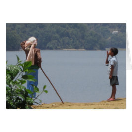 フェワ湖の祖父と孫