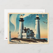 フェンウィックアイランドライトハウスデラウェアヴィンテージトラベル ポストカード (正面/裏面)