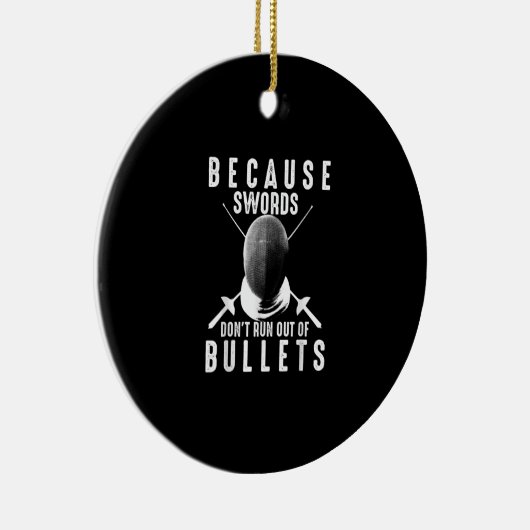 フェンシングおもしろいギフトかわいいフェンサーラブソードファイター セラミックオーナメント (右)