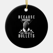 フェンシングおもしろいギフトかわいいフェンサーラブソードファイター セラミックオーナメント (正面)