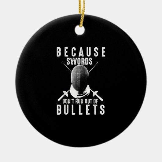 フェンシングおもしろいギフトかわいいフェンサーラブソードファイター セラミックオーナメント (正面)