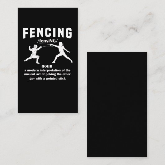 フェンシングおもしろいスポーツ剣フェンサーユーモア 名刺 (正面/裏面)