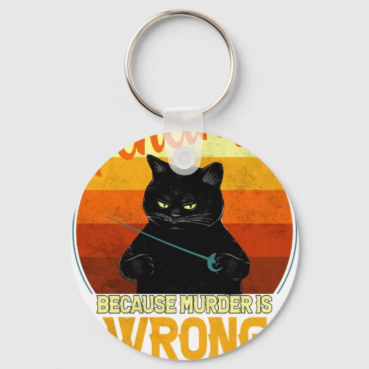 フェンシングで人を殺す猫 キーホルダー (正面)