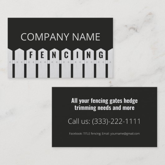 フェンシングとガーデンサービスホワイトフェンスブラック 名刺 (正面/裏面)