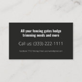 フェンシングとガーデンサービスホワイトフェンスブラック 名刺 (裏面)