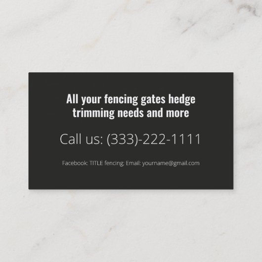 フェンシングとガーデンサービスホワイトフェンスブラック 名刺 (裏面)