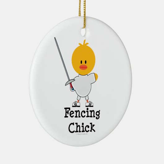 フェンシングのひよこのオーナメント セラミックオーナメント (右)