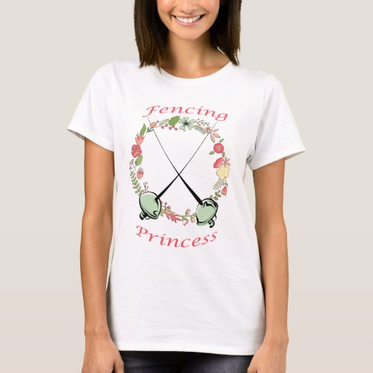 フェンシングのプリンセスの花柄ホイル Tシャツ (正面)