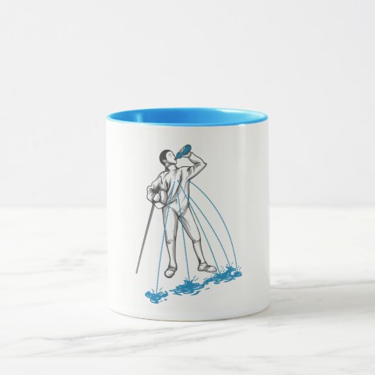 フェンシングのポストのトレーニングのユーモア マグカップ (中央)