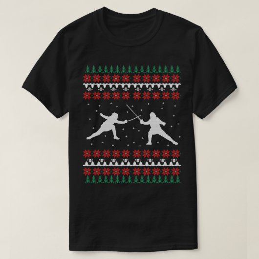 フェンシングの醜いクリスマスセーターギフト Tシャツ (デザイン正面)