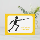 フェンシングの黒いシルエットと剣のカスタムデザイン 招待状 (スタンド正面)