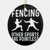 フェンシングカッコいいギフト女子男性へフェンサースポーツエペ セラミックオーナメント (左)