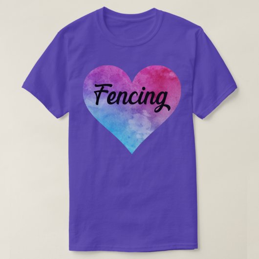 フェンシングガールウォーター色ハート Tシャツ (デザイン正面)