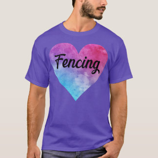 フェンシングガールウォーター色ハート Tシャツ