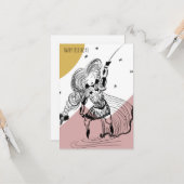 フェンシングガールドードルイラストレーション中世誕生日 カード (正面/裏面インサイチュ)