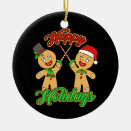 フェンシングクリスマスジンジャーブレッドマンホリデークリスマス セラミックオーナメント