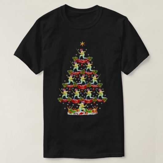 フェンシングクリスマスツリーFencerスポーツクリスマスギフトマン Tシャツ (デザイン正面)