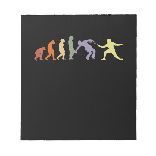 フェンシングゲームゲーマーフェンサースポーツ進化ヴィンテージ ノートパッド (正面)