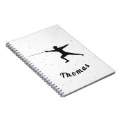 フェンシングシルエットフェンサーフソード&名前をカスタムする ノートブック (右側)