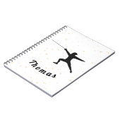 フェンシングシルエットフェンサーフソード&名前をカスタムする ノートブック (左側)