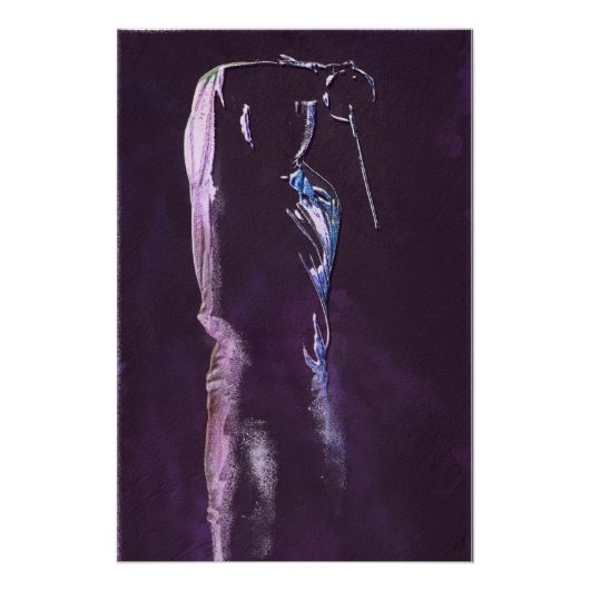 フェンシングシルエット光沢ポスター ポスター (正面)