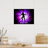 フェンシングシルエット;紫 ポスター (キッチン)