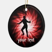 フェンシングシルエット;赤 セラミックオーナメント (左)