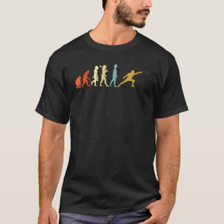 フェンシングスポーツのビンテージエボリューション衣装 レトロフェンシング Tシャツ