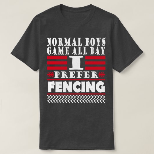 フェンシングスポーツ男性の反応 Tシャツ (デザイン正面)