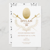 フェンシングトーナメントバースデーパーティーホイルエペサーブル 招待状 (正面/裏面)