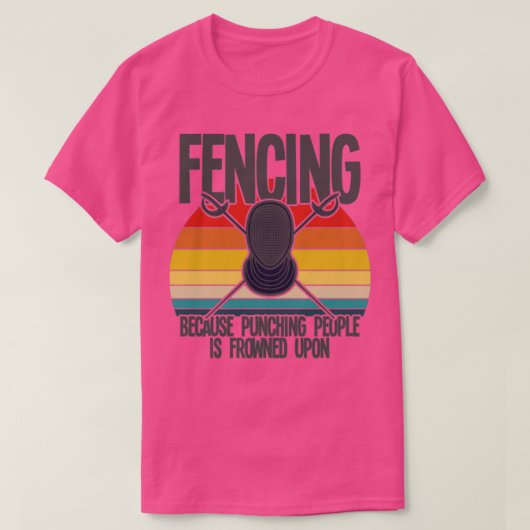 フェンシングフェンシング人を殴るのは眉をひそめる Tシャツ (デザイン正面)