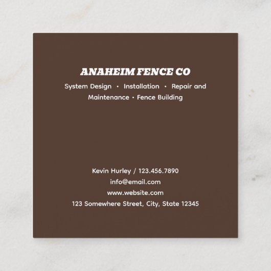 フェンシングフェンス建物QR スクエア名刺 (裏面)