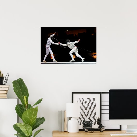 フェンシングモダン剣ファイティングデュアル ポスター (ホームオフィス)