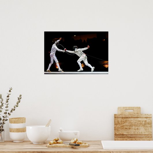 フェンシングモダン剣ファイティングデュアル ポスター (キッチン)