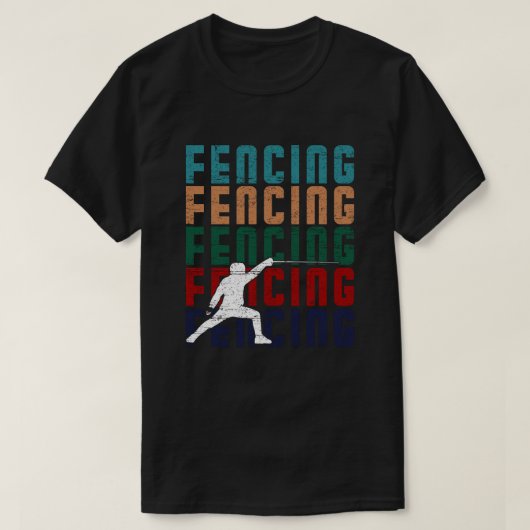 フェンシングヴィンテージレトロデザイン装置 Tシャツ (デザイン正面)
