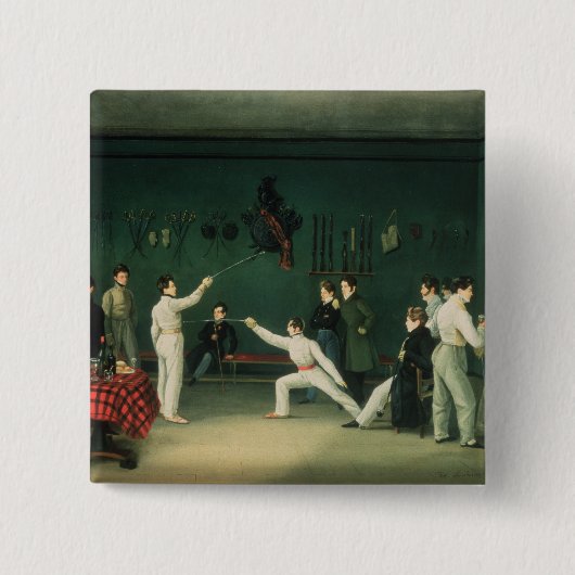 フェンシング場面1827年 缶バッジ (正面)