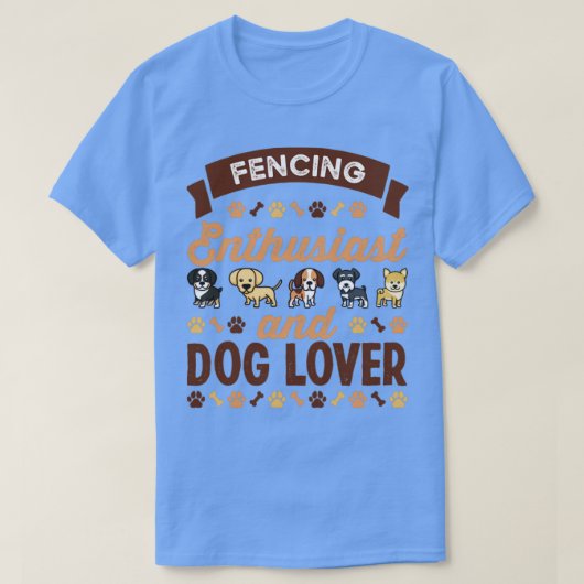 フェンシング愛好家と犬の恋人ギフト Tシャツ (デザイン正面)