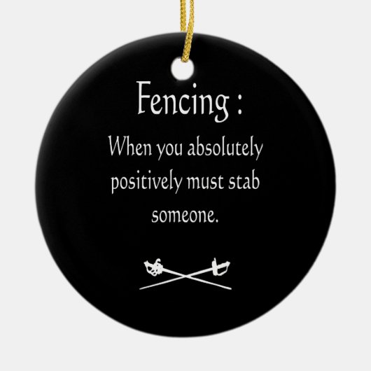 フェンシング絶対に突き刺さらなければならないとき セラミックオーナメント (正面)