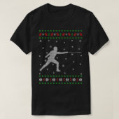 フェンシング醜いクリスマスセータースタイルおもしろいフェンシング Tシャツ (デザイン正面)